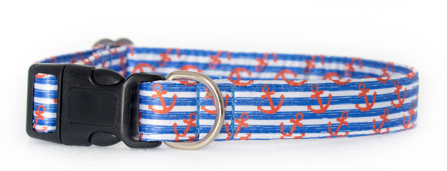 Anchors Nautical Satin Buckle Collar