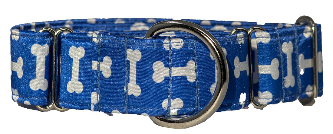 Blue Bones Satin Martingale Collar