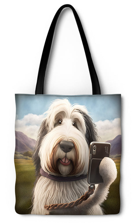 Bearded Collie Taking A Selfie Tote Bag