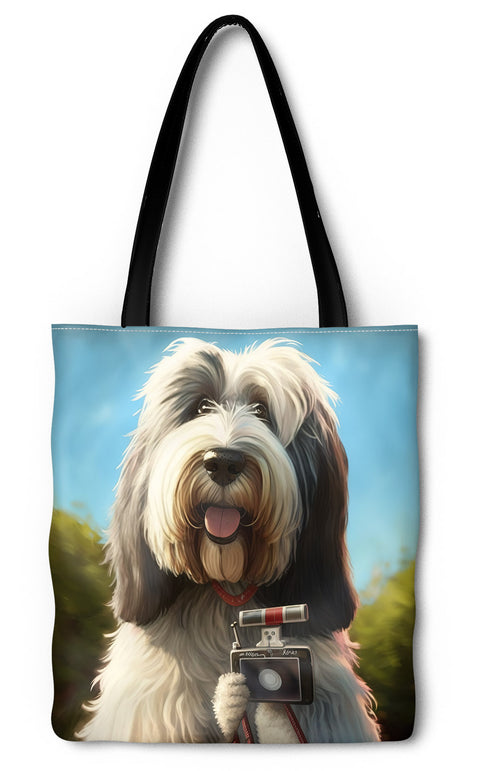 Bearded Collie With Cell Phone Tote Bag