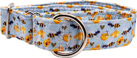 Bees And Honey Pots Satin Martingale Collar