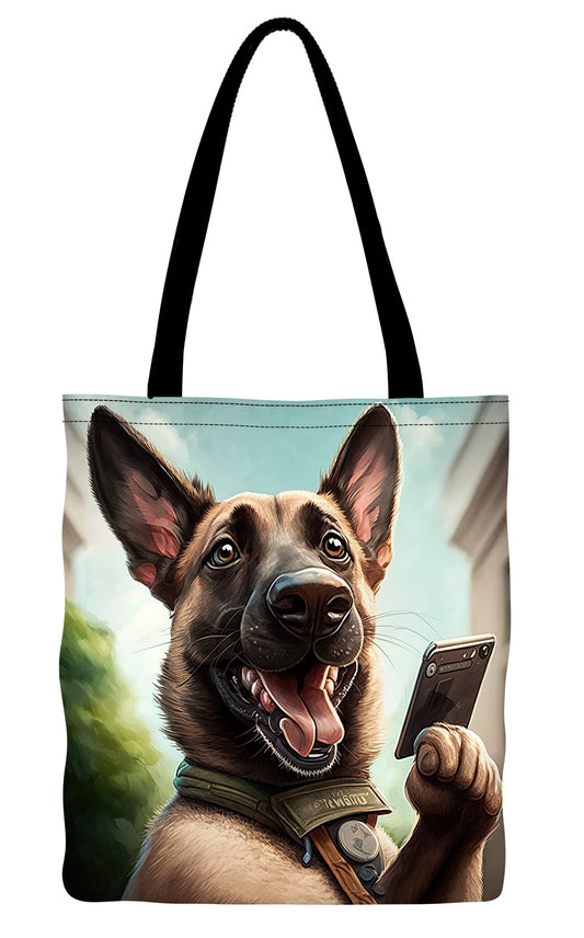 Belgian Malinois Taking A Selfie Tote Bag