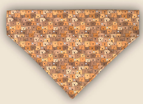 Cartoon Dogs Brown Over The Collar Bandana 5 Sizes