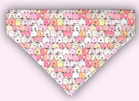 Cartoon Dogs Pink Over The Collar Bandana 5 Sizes