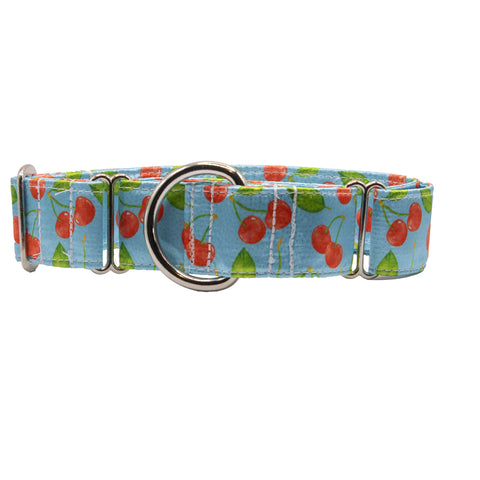 Red Cherries Satin Martingale Collar