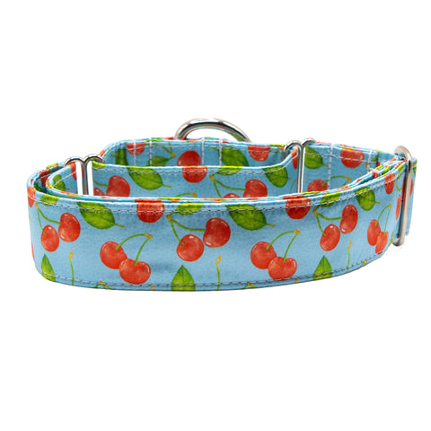 Red Cherries Satin Martingale Collar