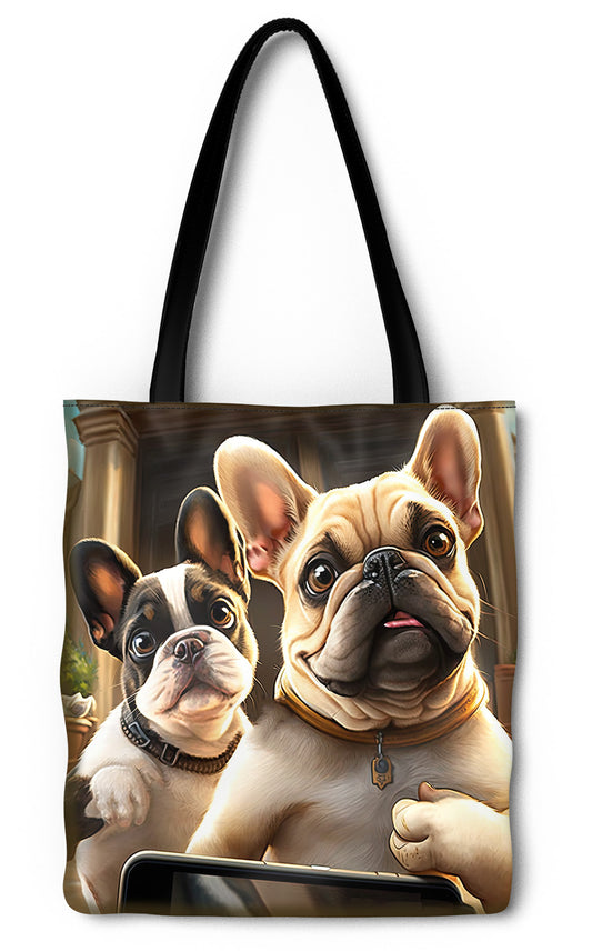 French Bulldogs Taking Selfies Tote Bag