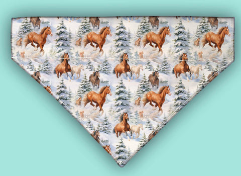 Galloping Horses In Winter Over The Collar Bandana 5 Sizes