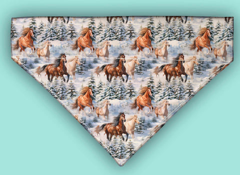 Horses Galloping In Snow Over The Collar Bandana 5 Sizes