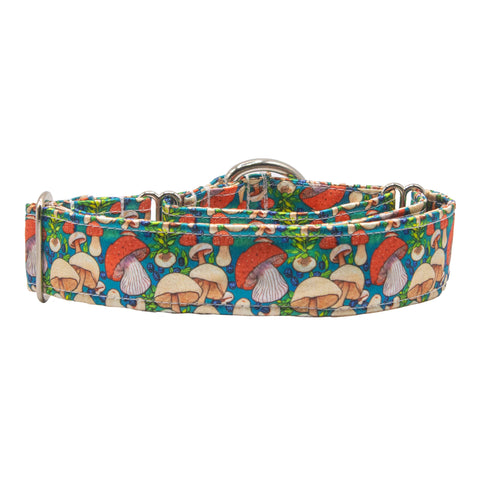 Colourful Mushrooms Satin Martingale Collar