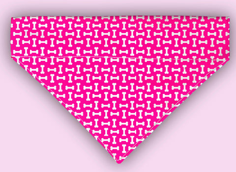 Bones On Pink Over The Collar Bandana 5 Sizes