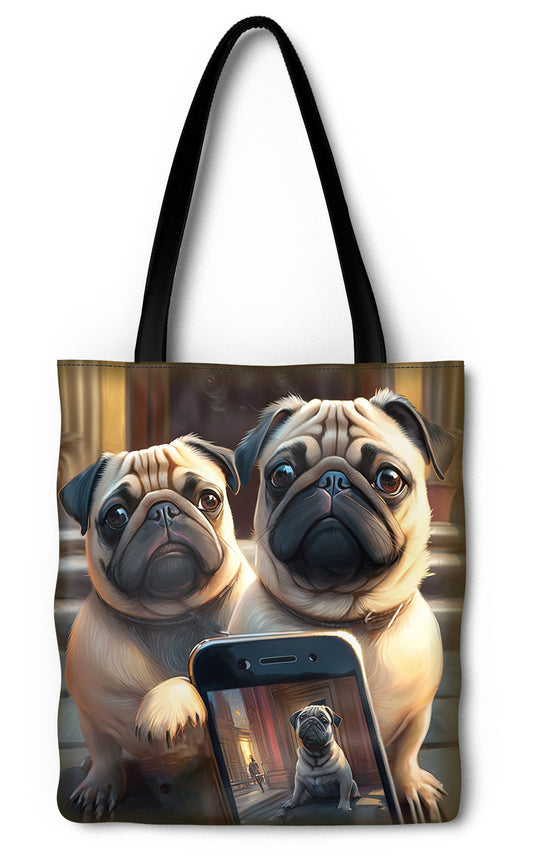 Pugs Taking Selfies Tote Bag