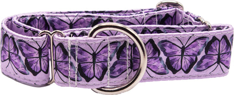 Purple Butterflies on LavenderPattern Satin Martingale Collar