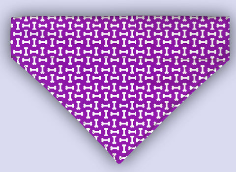 Bones On Purple Over The Collar Bandana 5 Sizes