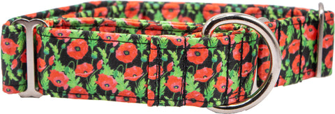 Red Poppies Floral Satin Martingale Collar