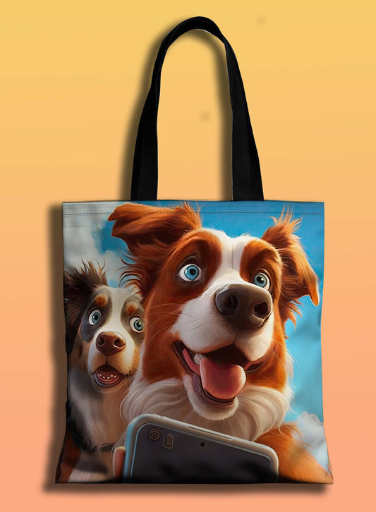 Australian Shepherd Taking a Selfie Tote Bag