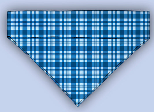 Blue Tartan Plaid  Over The Collar Bandana 5 Sizes