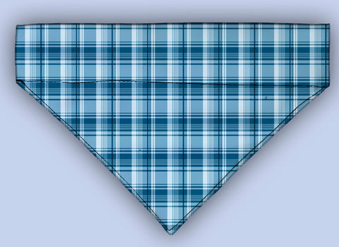 Light Blue Tartan Plaid  Over The Collar Bandana 5 Sizes