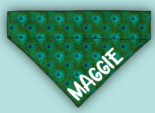 Peacock Feathers Over The Collar Bandana Can Be Personalized