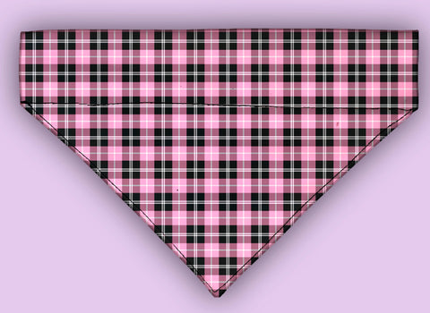 Pink Tartan Plaid  Over The Collar Bandana 5 Sizes