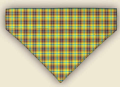 Yellow Brown Plaid  Over The Collar Bandana 5 Sizes