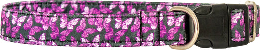 Pink Butterflies Satin Buckle Collar