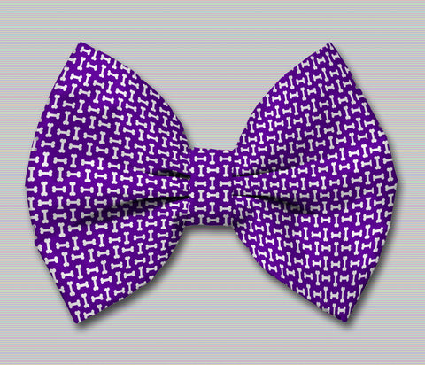 Purple Bones Satin Dog Bow Tie Attaches with Hook and Loop