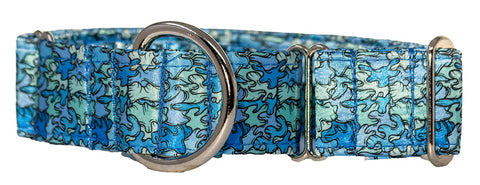Blue Patchy Camouflage Satin Martingale Collar