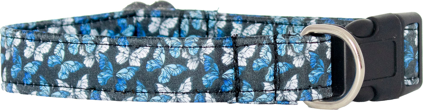 Blue Butterflies Satin Buckle Collar