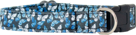 Blue Butterflies Satin Buckle Collar