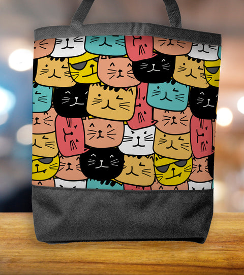 Cartoon Cat Head Tote Bag With Image on Both Sides