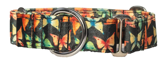 Butterflies on Black Satin Martingale Collar