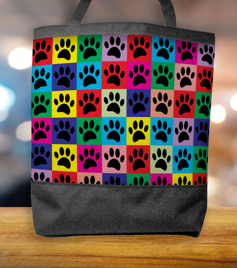 Colourful Dog Paws Tote Bag With Image on Both Sides