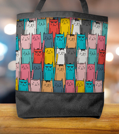 Cartoon Cats Tote Bag With Image on Both Sides