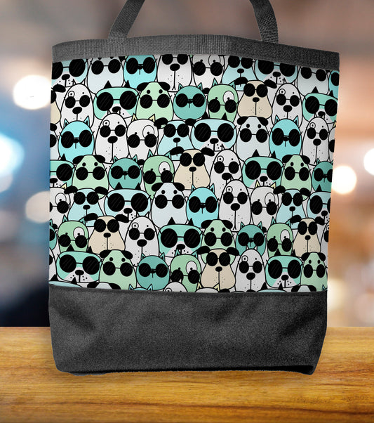 Cartoon Dogs Wearing Sunglasses Tote Bag With Image on Both Sides