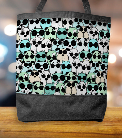 Cartoon Dogs Wearing Sunglasses Tote Bag With Image on Both Sides