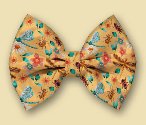 Dragonflies and Beetles Dog Bow Tie Attaches with Hook and Loop