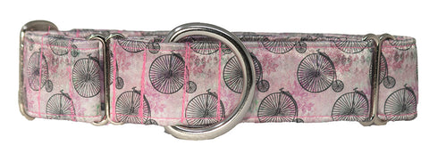 Pink Penny Farthing Bicycle Satin Martingale Collar