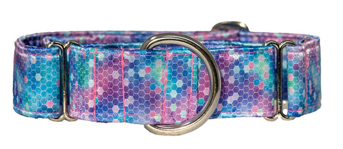 Pink and Blue Honeycomb Satin Martingale Collar
