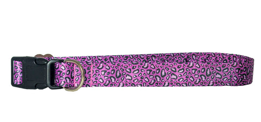 Pink Leopard Satin Buckle Collar