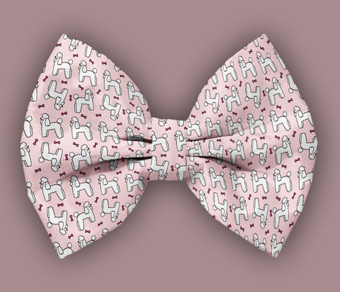 Poodles Satin Dog Bow Tie Attaches with Hook and Loop