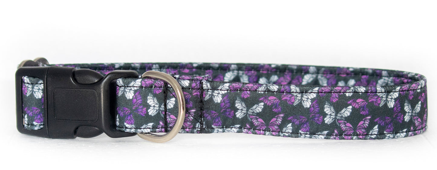 Purple Butterflies Satin Buckle Collar