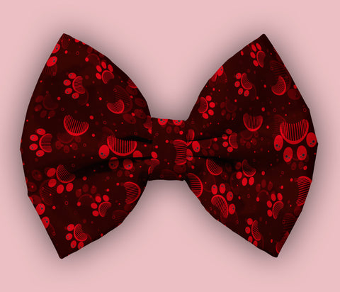 Red Paws Satin Dog Bow Tie Attaches with Hook and Loop