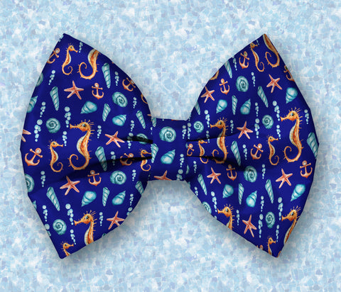 Seahorses Dog Bow Tie Attaches with Hook and Loop