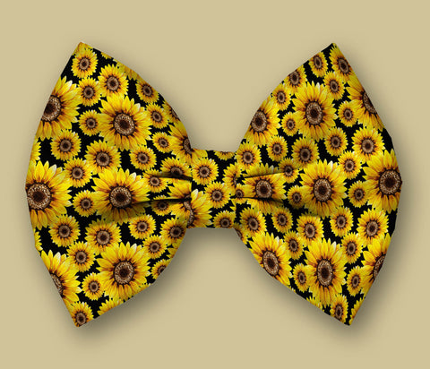 Sunflowers Dog Bow Tie Attaches with Hook and Loop