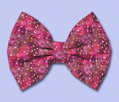 Pink and Black Honeycomb Satin Dog Bowtie Attaches with Hook and Loop