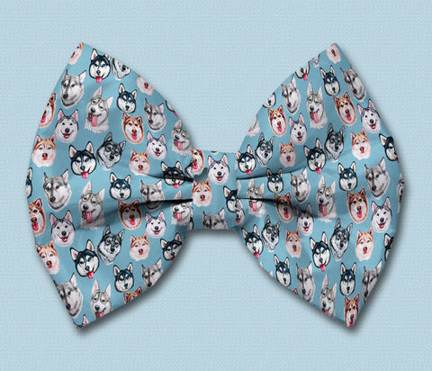Husky Satin Dog Bow Tie Attaches with Hook and Loop
