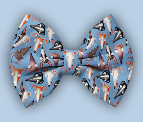 Whippet Heads Satin Dog Bow Tie Attaches with Hook and Loop