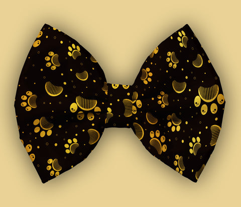 Yellow Paws Satin Dog Bow Tie Attaches with Hook and Loop
